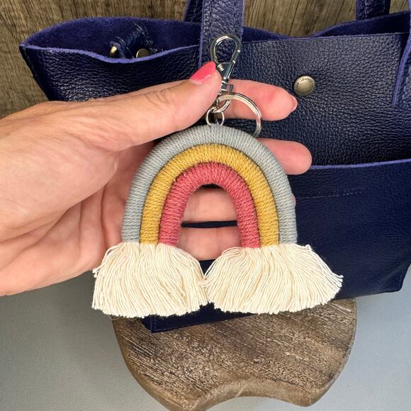Macrame Rainbow Purse Charm Macrame Keychain NeW FAST SHIP Bag Flair - Picture 2 of 3